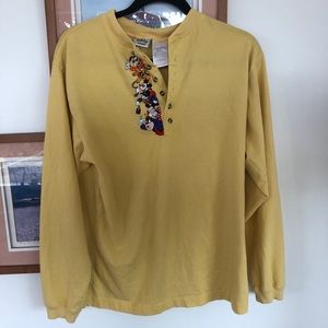 Disney: Mickey & friends embroidered yellow shirt